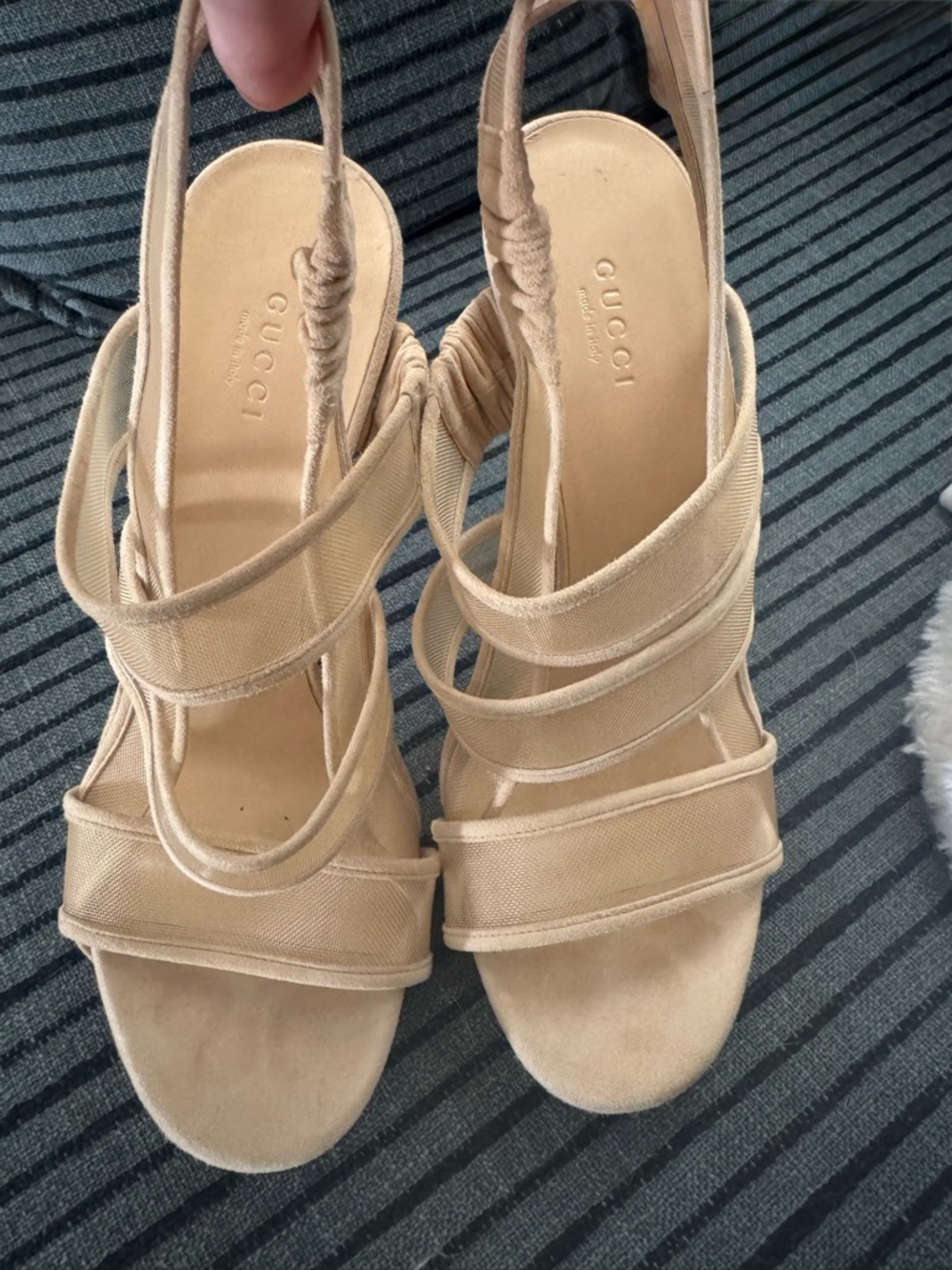 Gucci Strappy Mesh High Heel Sandals - Picture 4 of 8